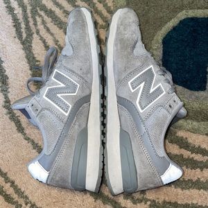 gray suede-like new balance 696 sneakers